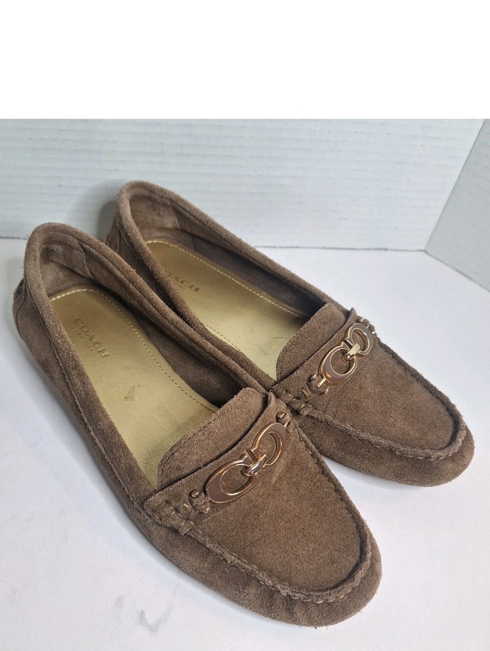 Coach Fortunata Moccasin Loafers Womens Size 8B Brown Suede Driver Flats Slip On - Picture 2 of 11